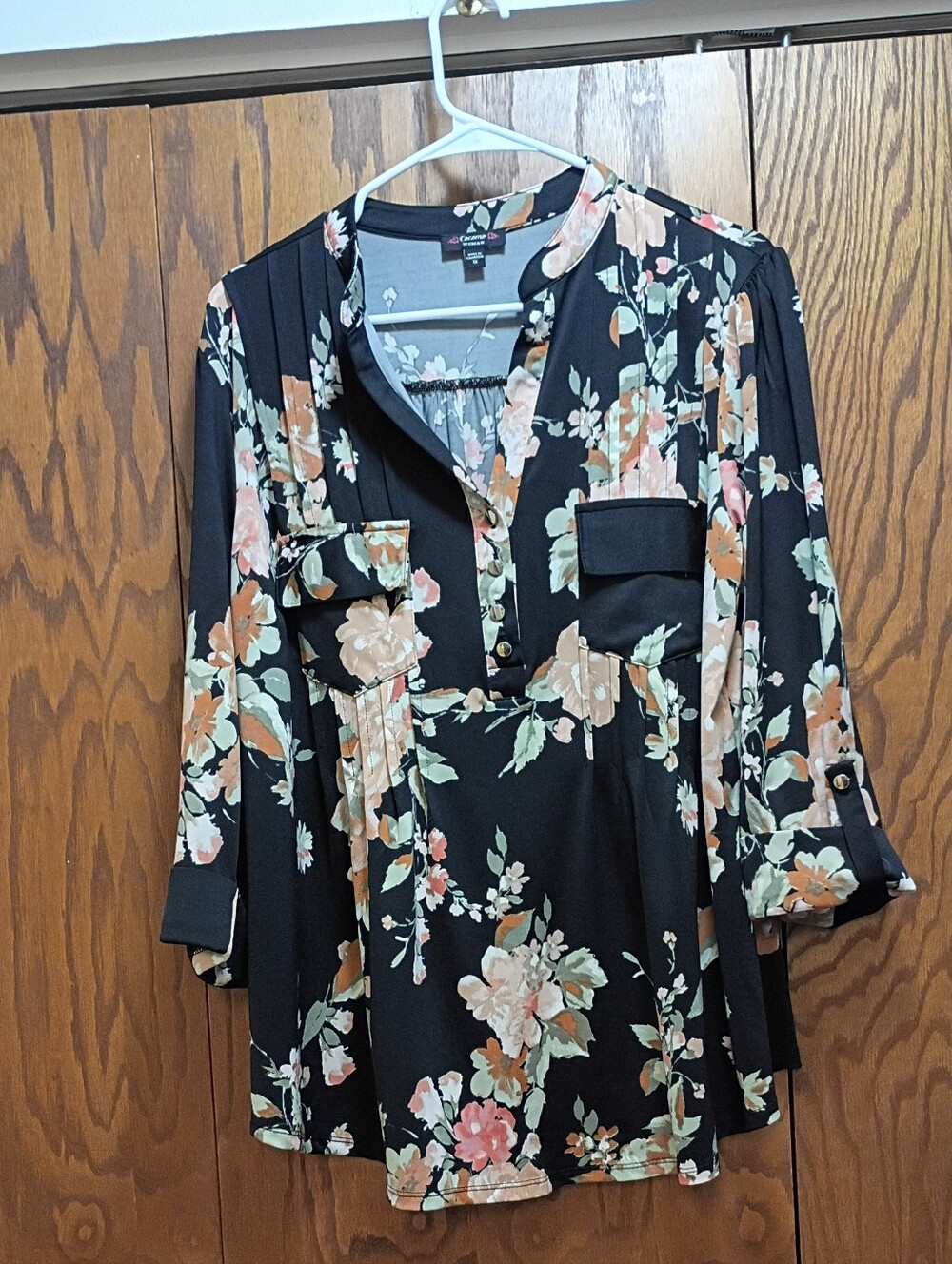 Cocomo Black Floral Button-Front Blouse